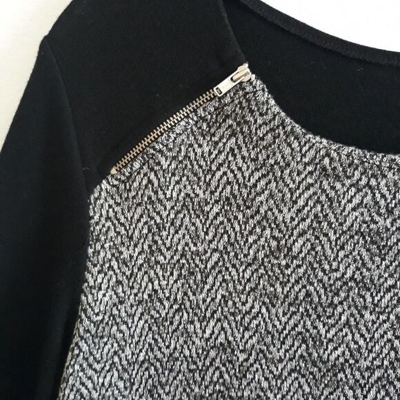 Christopher Banks Tunic Top Womens Large Black Gray Silver Metallic Side Front Z - Picture 4 of 12